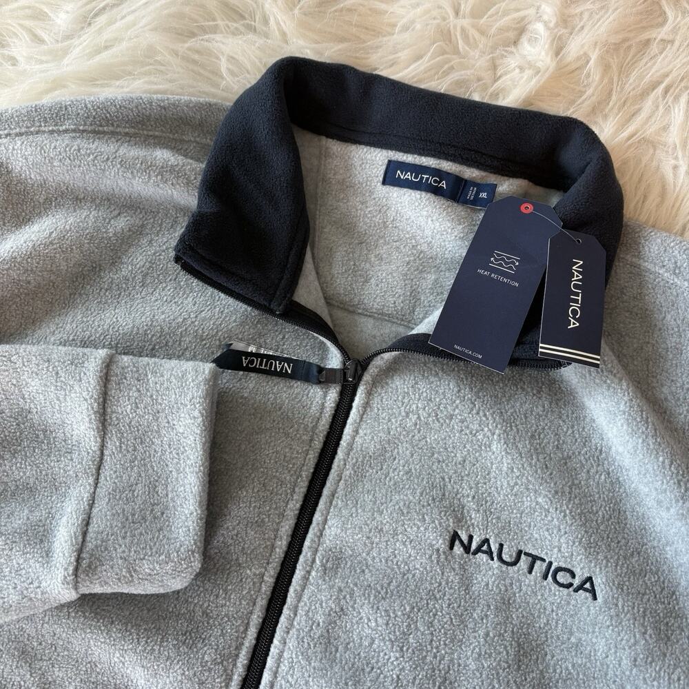 Nautica Fleece Full Zip Jacket Heather Gray Nautex Men’s Size XXL NWT Outdoor